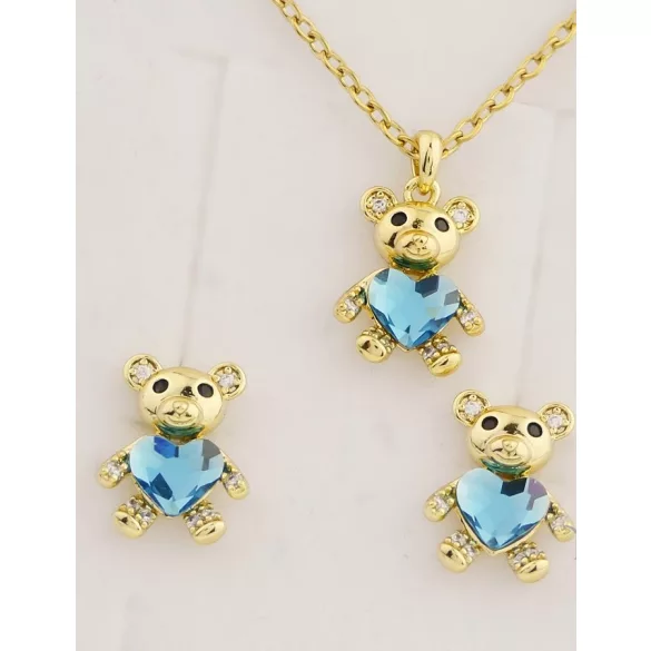 Priya 14K Gold Blue macis szíves szett minőségi válogatott kristályokkal