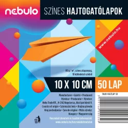   Színes papírok, hajtogatólap 10x10cm, 80g, 50 lap/cs, Nebulo