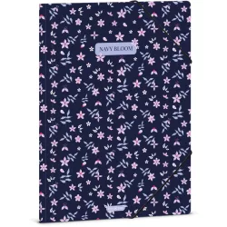 Ars Una gumis mappa A/4, Navy Bloom, sötétkék, virágos
