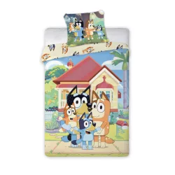   Bluey Family Home gyerek, ovis ágyneműhuzat 100×135cm, 40×60 cm