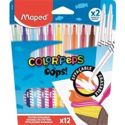   Filctoll készlet 12 db-os, 3,6 mm, törölhető, Maped Color Peps Oops, 10+2