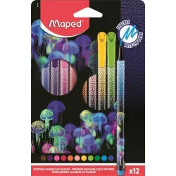   Filctoll készlet 12 db-os, 0,8 mm, kimosható, Maped Deepsea Paradise