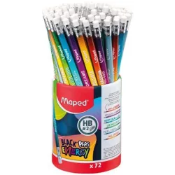   Grafitceruza HB, radírral, Maped Black Peps Energy, háromszög test, 6 különböző motiváló felirattal