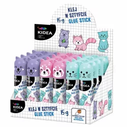   Ragasztóstift, 15g, Kidea, állatos kupak, 3 féle minta (quokka, vörös panda, cica)