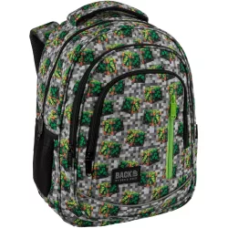   Minecraft mintás hátizsák, 39x27x20cm, BackUp, 2026, G78, szürke, zöld kockákkal