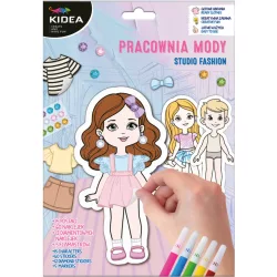   Kreatív divatstúdió, öltöztető szett (15 figura, 60 matrica, 12 strasszkő, 5 filctoll), Kidea