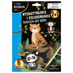  Képkarcoló és színezhető lapok, 6 lapos, vadállatok, Kidea