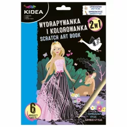   Képkarcoló és színezhető lapok, 6 lapos, hercegnős, Kidea