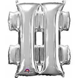 Ezüst Silver mini fólia lufi hashtag ikon 33 cm