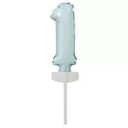 Kék Pastel 1-es szám fólia lufi tortára 13 cm