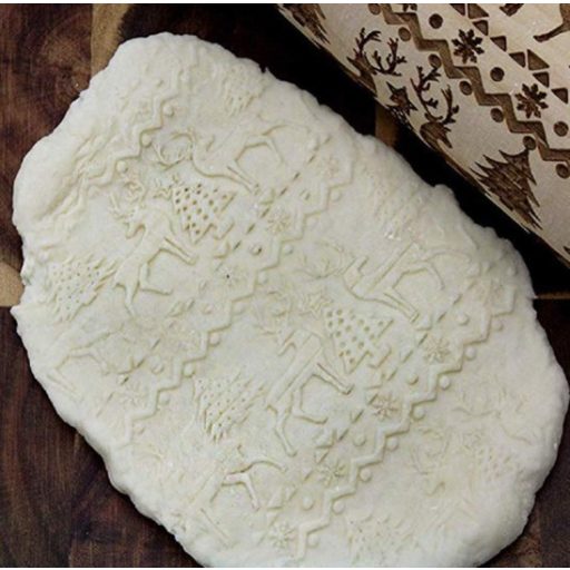 Karácsonyi mintás sodrófa, mintás nyújtófa, kekszmintázó sodrófa