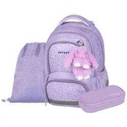   OXY Next iskolatáska szett, hátizsák tolltartóval és tornazsákkal, Bunny, lila