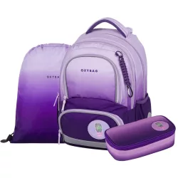   OXY Next iskolatáska szett, hátizsák tolltartóval és tornazsákkal, Purple, lila