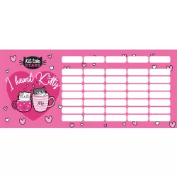   Kit Tok, Heart Kitty órarend mini 77x178mm, kétoldalas, cicás