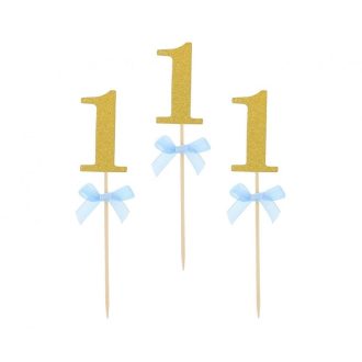 Kék 1st Birthday díszítő pálca 10 db-os