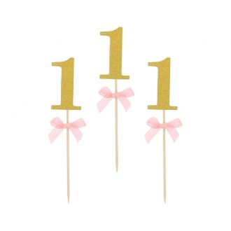 Rózsaszín 1st Birthday díszítő pálca 10 db-os