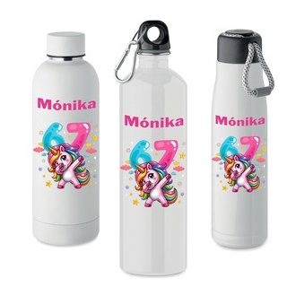 Unikornisos egyedi neves six-seven kulacs, termosz