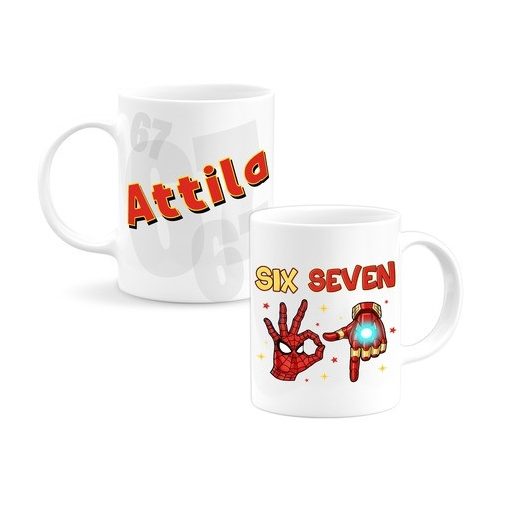 Szuperhősös six-seven bögre